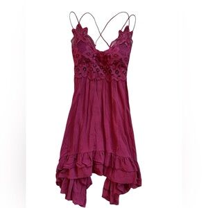Rue21 Small Fairycore Cottagecore Lace women’s Dress Wine Color, Flowy & whimsy​